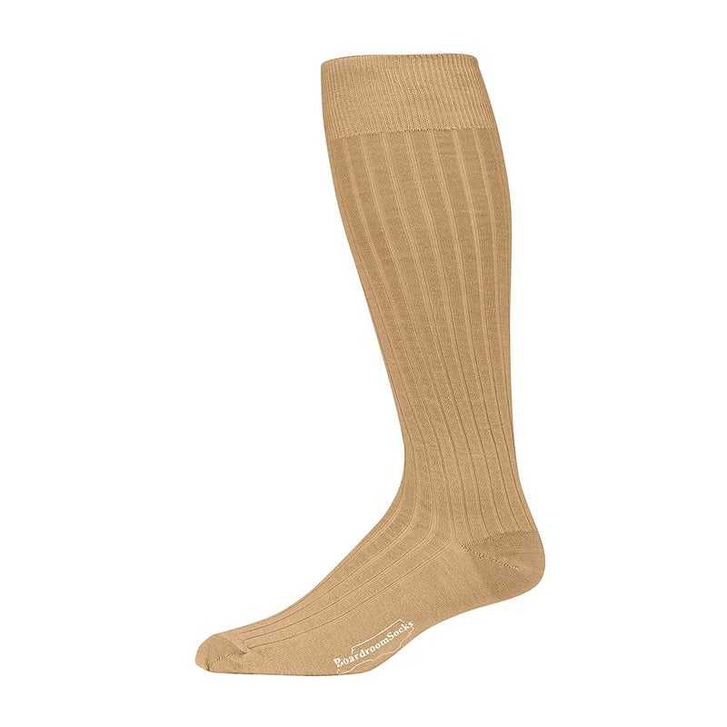 BoardroomSocks Merino Wool Dress Socks for Men â€“ Over-the-Calf, Ribbed Wool Dress Socks for Menâ€™s Size 8-12 â€“ Comfortable and Breathable Socks with Reinforced Heel and Toe by Boardroom Socks, Khaki - Image 1
